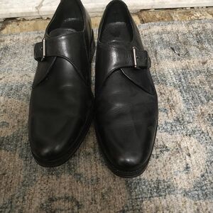 Cole Haan Black Leather Monk Strap Oxfords